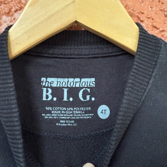 NOTORIOUS BIG Brooklyn's Finest '94 Pullover SWEATSHIRT Baby 4T Biggie B.I.G. - Picture 2 of 2